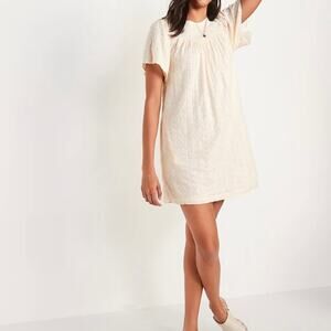 Old Navy Plus Women’s Embroidered Eyelet Smocked Shift Dress 4X Ivory